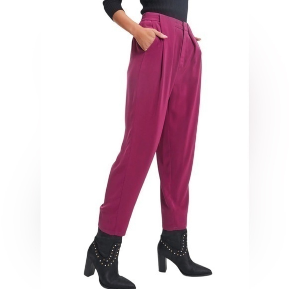 VICI LACEY POCKETED HIGH RISE TROUSERS - PLUM